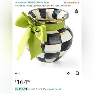 Mackenzie-Childs courtly check enamel vase.